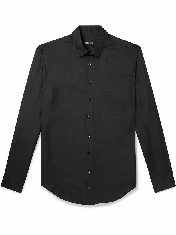 Photo: Giorgio Armani - Silk-Twill Shirt - Black