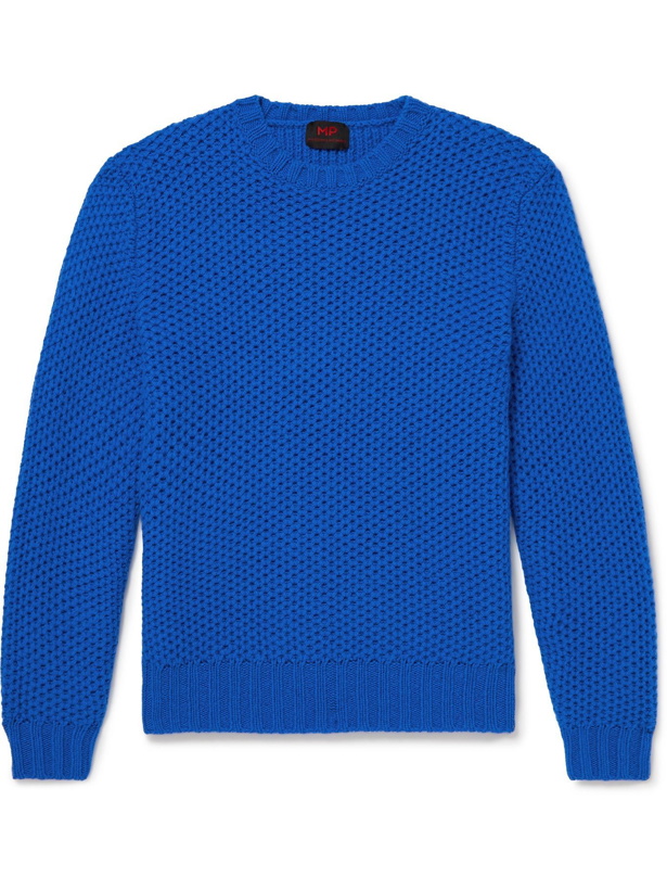 Photo: MP Massimo Piombo - Waffle-Knit Wool Sweater - Blue