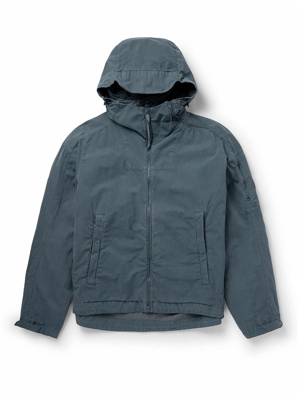 Photo: C.P. Company - Logo-Appliquéd Garment-Dyed 50 Fili Hooded Jacket - Blue
