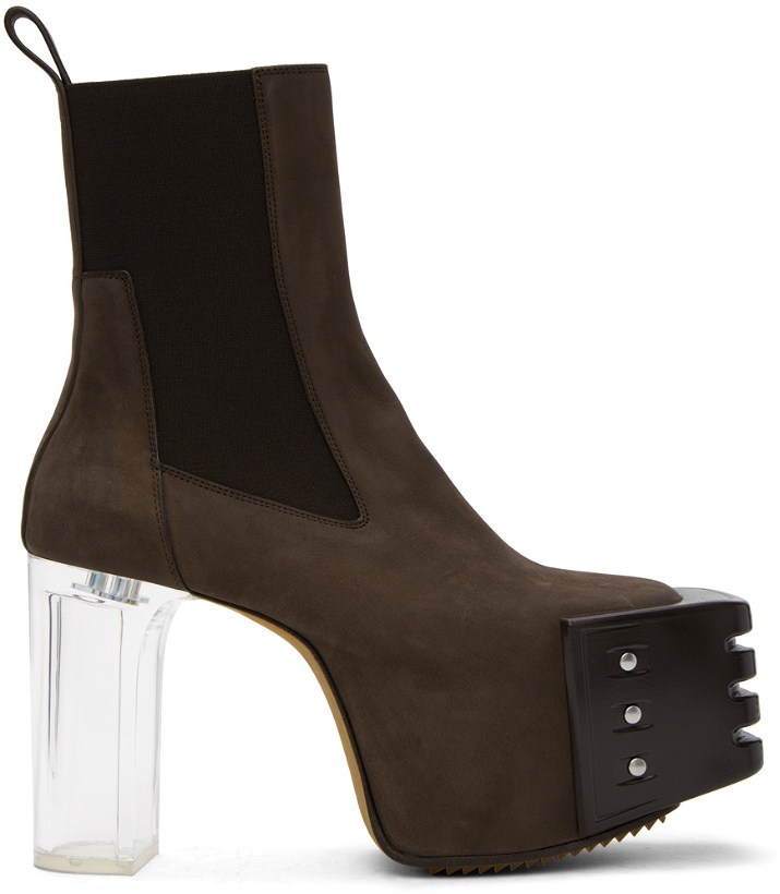 Photo: Rick Owens Brown Grilled Chelsea Boots