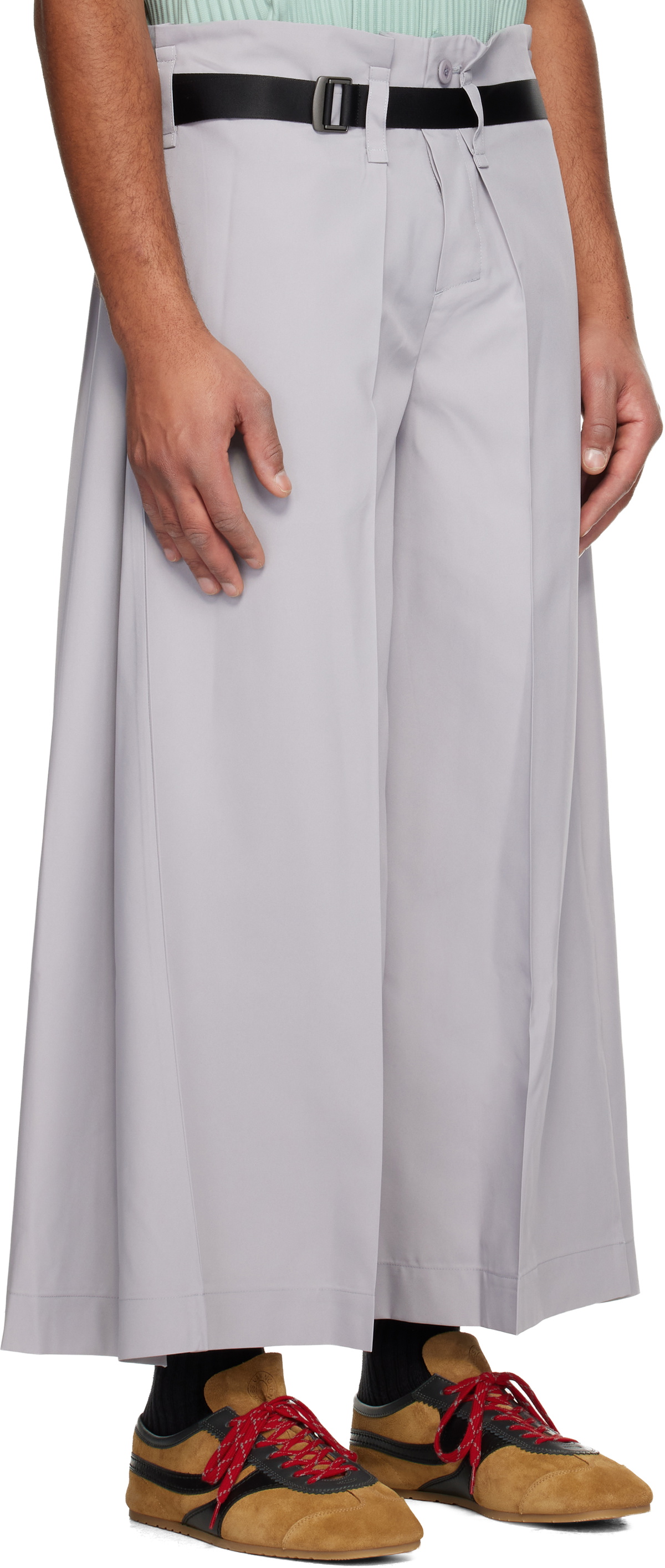132 5. ISSEY MIYAKE Gray Flat Square Trousers
