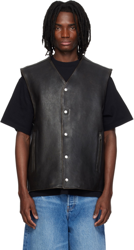 Photo: Alexander Wang Black Boxy Moto Leather Vest