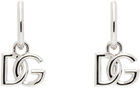 Dolce&Gabbana Silver Hoop 'DG' Logo Pendant Earrings