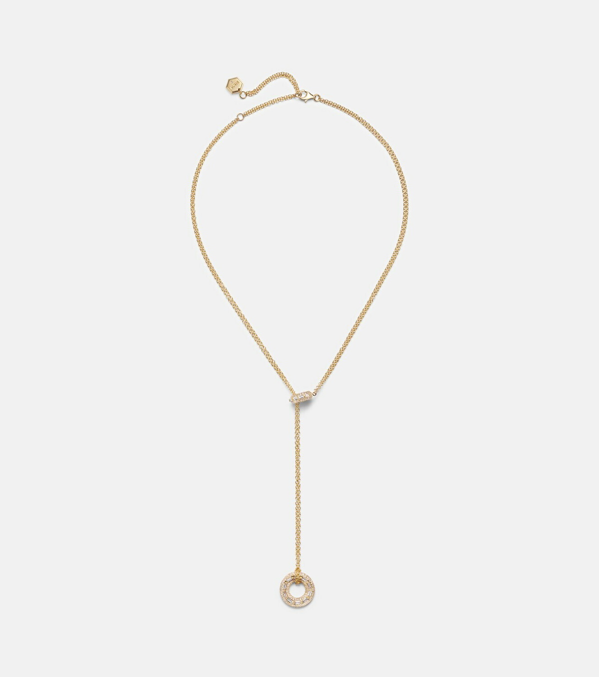 Shay Jewelry Orbit Lariat 18kt gold necklace with diamonds