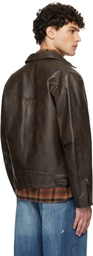 Nudie Jeans Brown Eddy Rider Leather Jacket