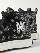 AMIRI - Leather-Trimmed Paisley-Print Canvas High-Top Sneakers - Black