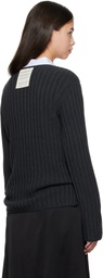 Acne Studios Gray Ribbed Crewneck Knit Sweater