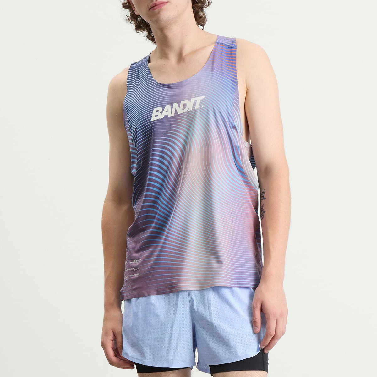 Bandit Men's Printed Drift Singlet in Undulating Gradient/Rust Multi