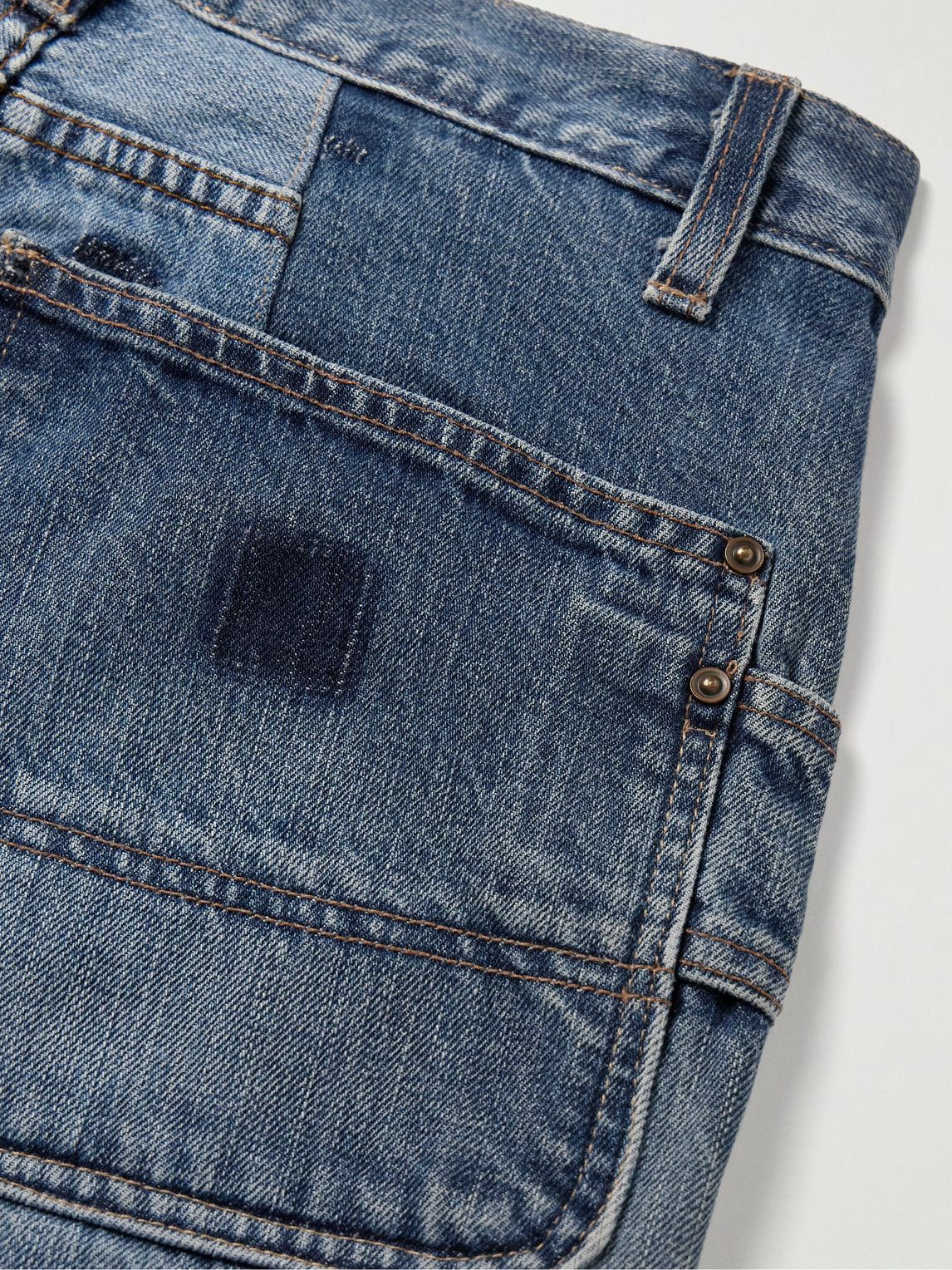 Kartik Research - Straight-Leg Patchwork Embellished Upcycled Jeans - Blue
