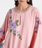 Carolina Herrera Crystal-embellished floral-appliqué kaftan