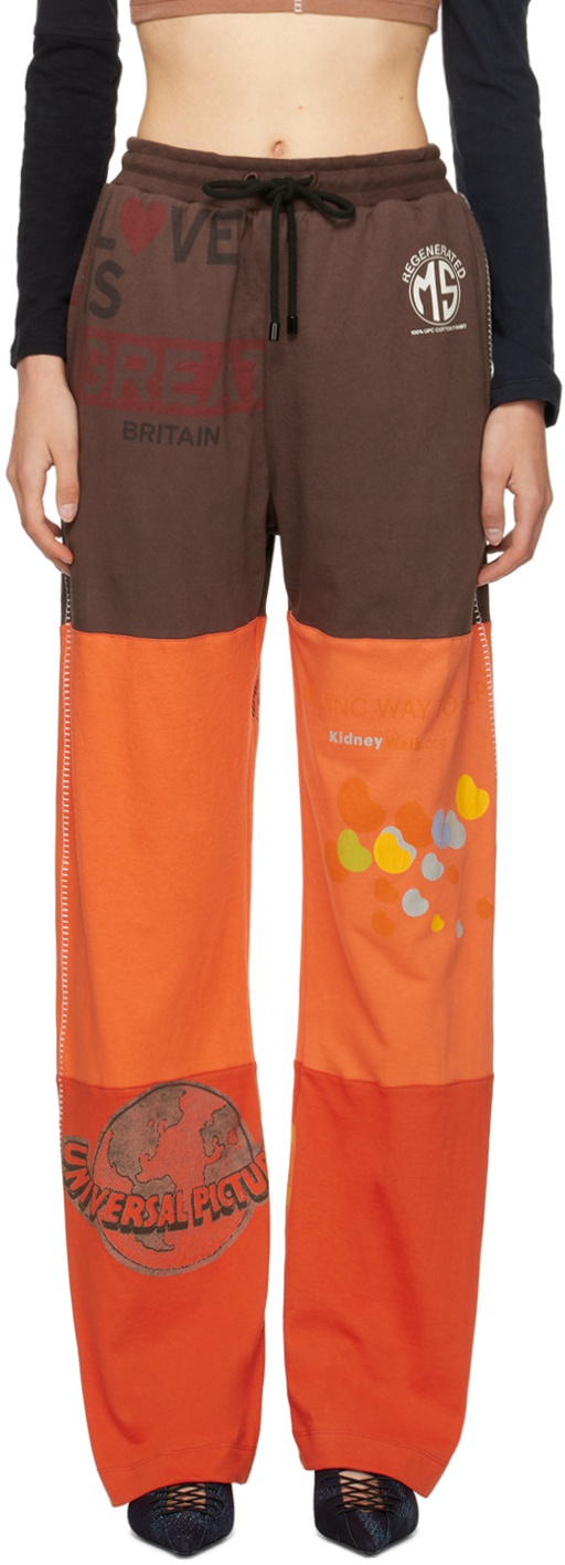 Photo: Marine Serre Brown & Orange Regenerated Lounge Pants