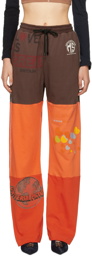 Marine Serre Brown & Orange Regenerated Lounge Pants