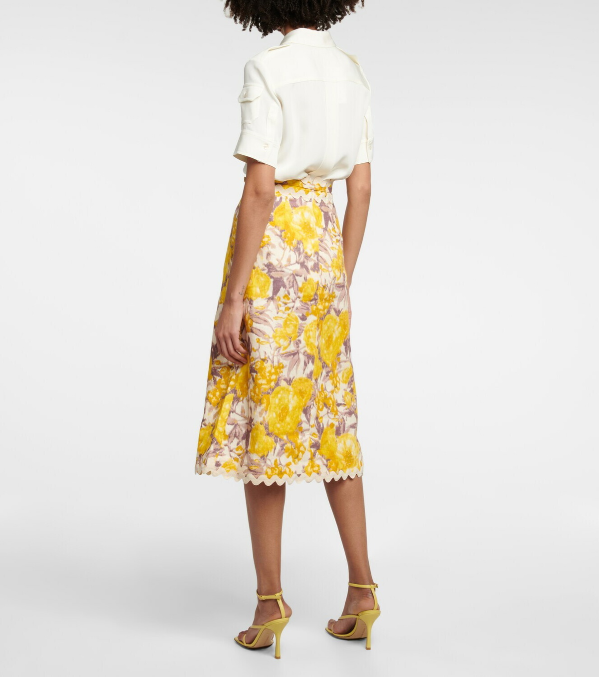 スカート ZIMMERMANN Women Mid Skirts 3267SS251S25GVSCP YELLOW Zimmermann - High Tide linen midi skirt Zimmermann