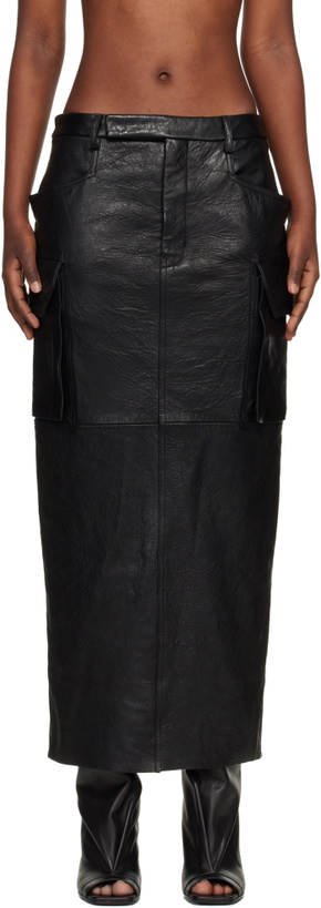 Photo: Rick Owens Black Temple Firbanks Leather Midi Skirt