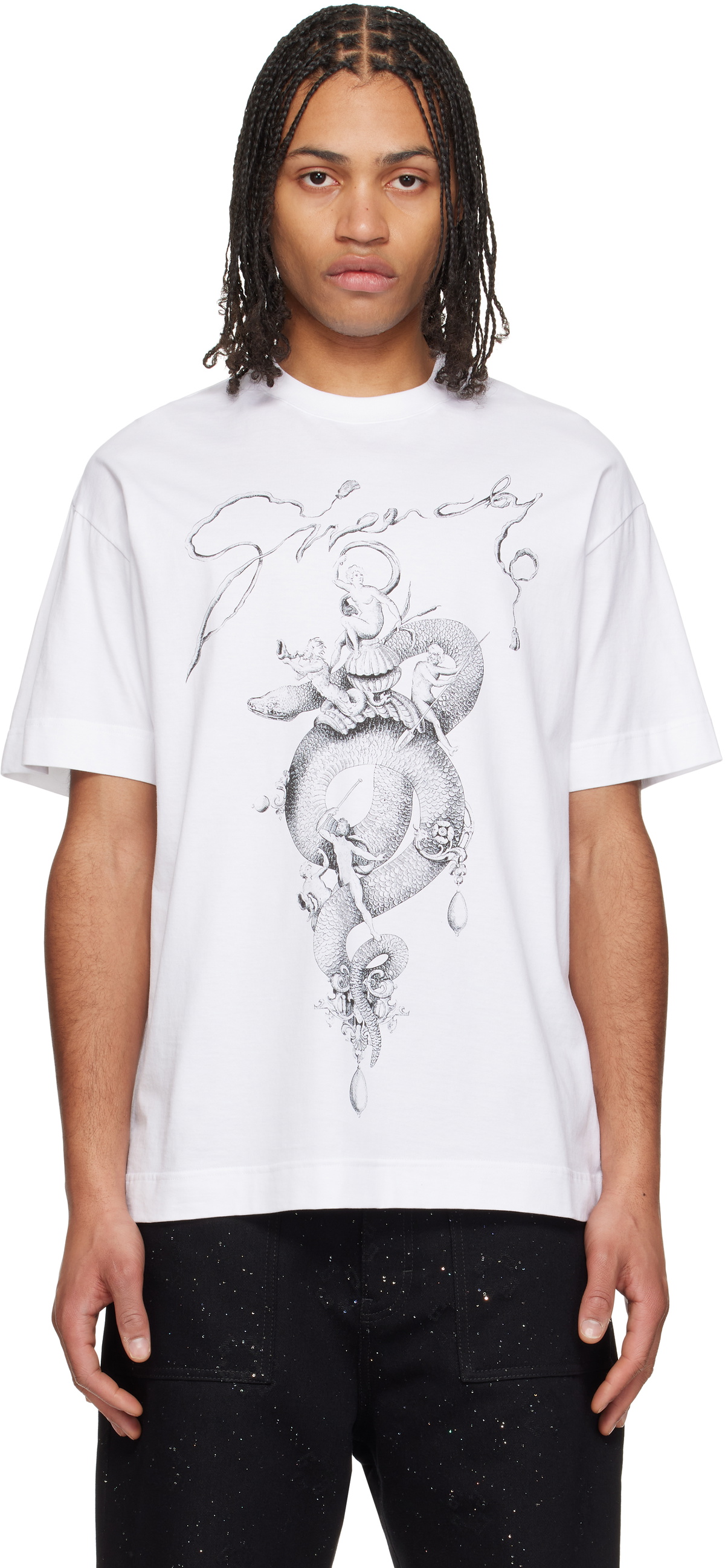 Tシャツ・カットソー Givenchy T-Shirt With Chandelier And Snake Print Givenchy White Chandelier & Snake Print T-shirt Givenchy