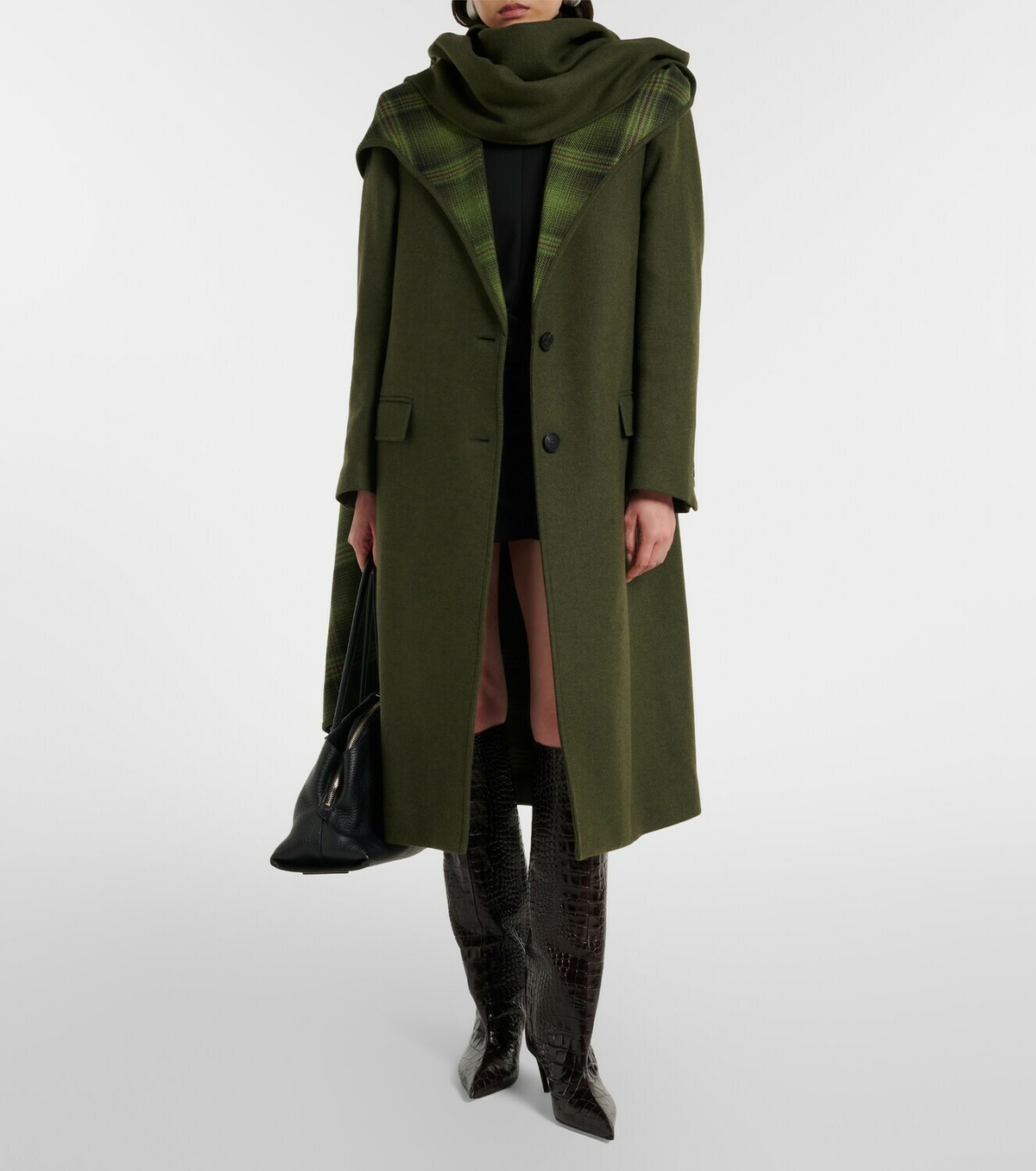 The Attico Scarf-detail wool-blend coat