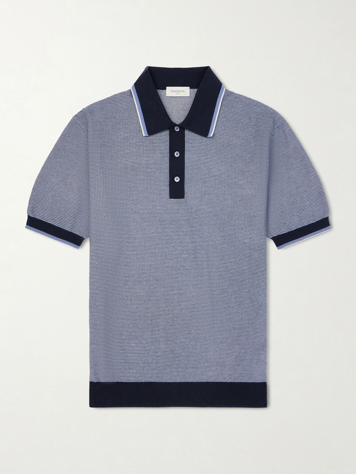 PIACENZA 1733 - Honeycomb-Knit Cotton Polo Shirt - Blue