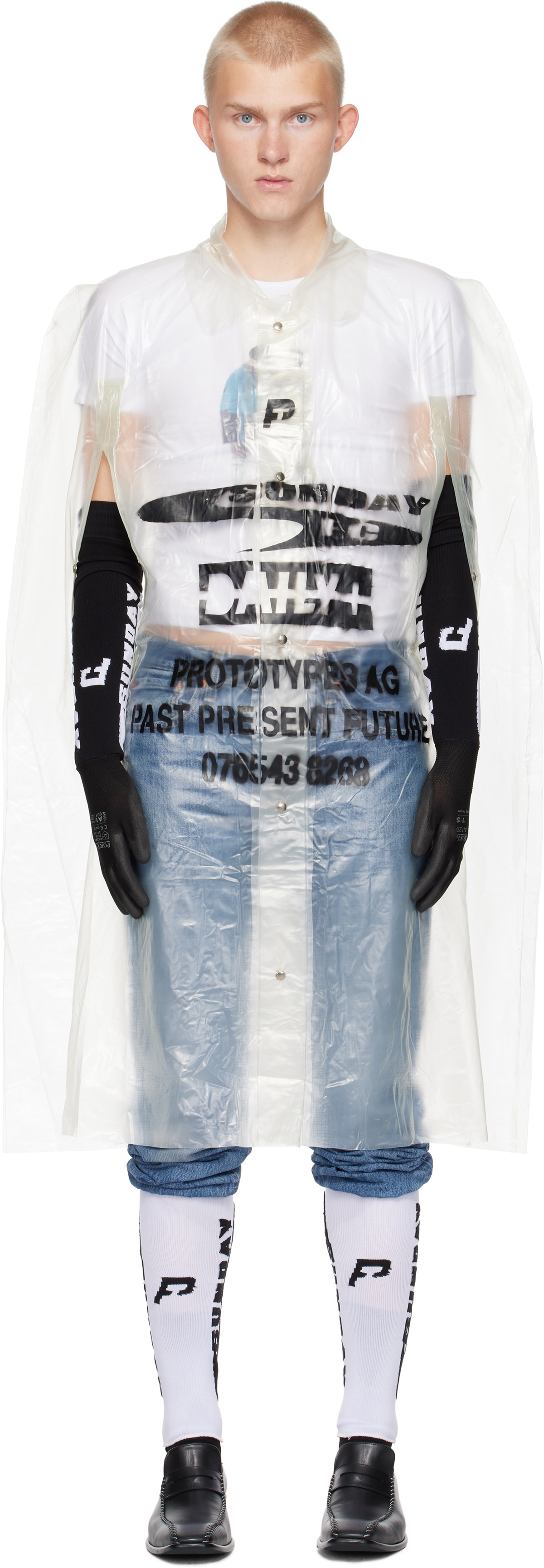 Prototypes Transparent Printed Poncho Jacket