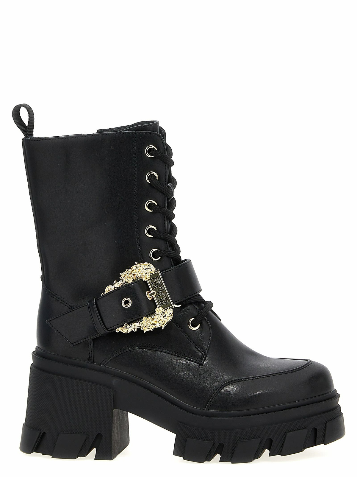 ブーツその他 VERSACE STIVALE IN PELLE CON SAFETY PIN Versace Black Leather Safety Pin Boots Versace
