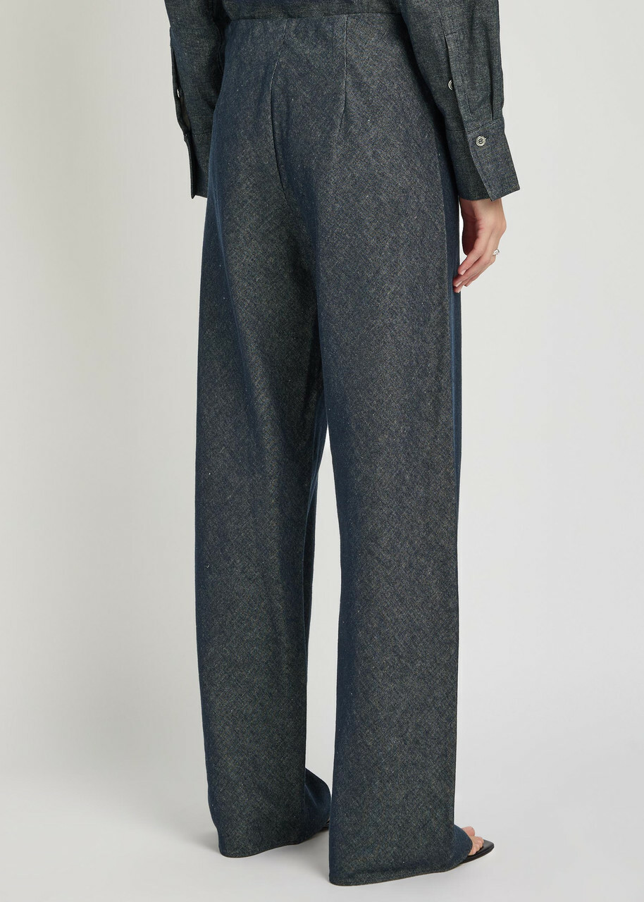 Vince Colette Wide-leg Chambray Trousers Indigo