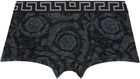 Versace Black & Gray Printed Jacquard Cotton-Jersey Boxer Briefs