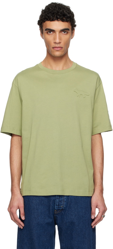 Photo: Maison Kitsuné Green Embossed Profile Fox Oversize T-shirt