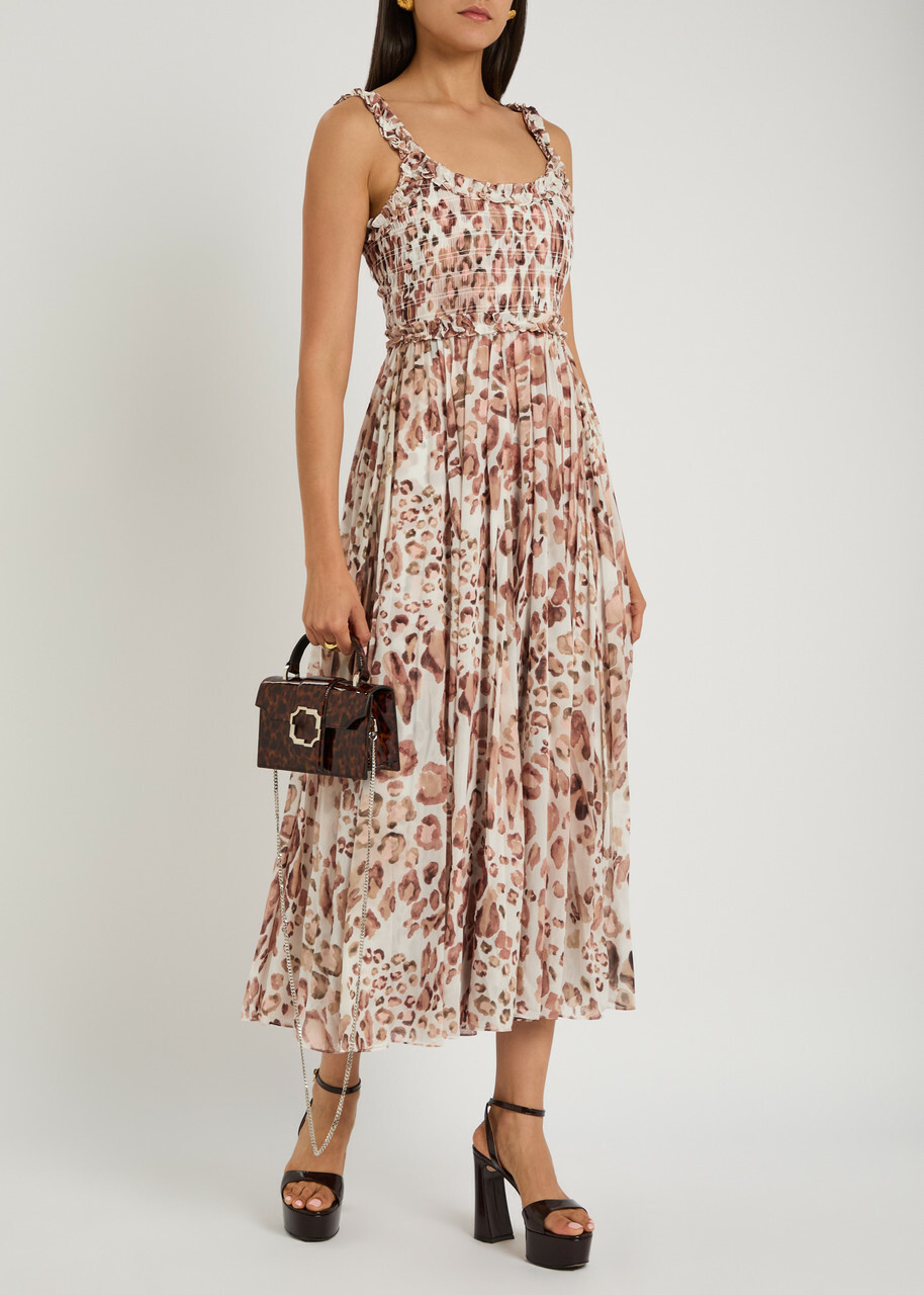 Needle & Thread Leopard-print Chiffon Midi Dress