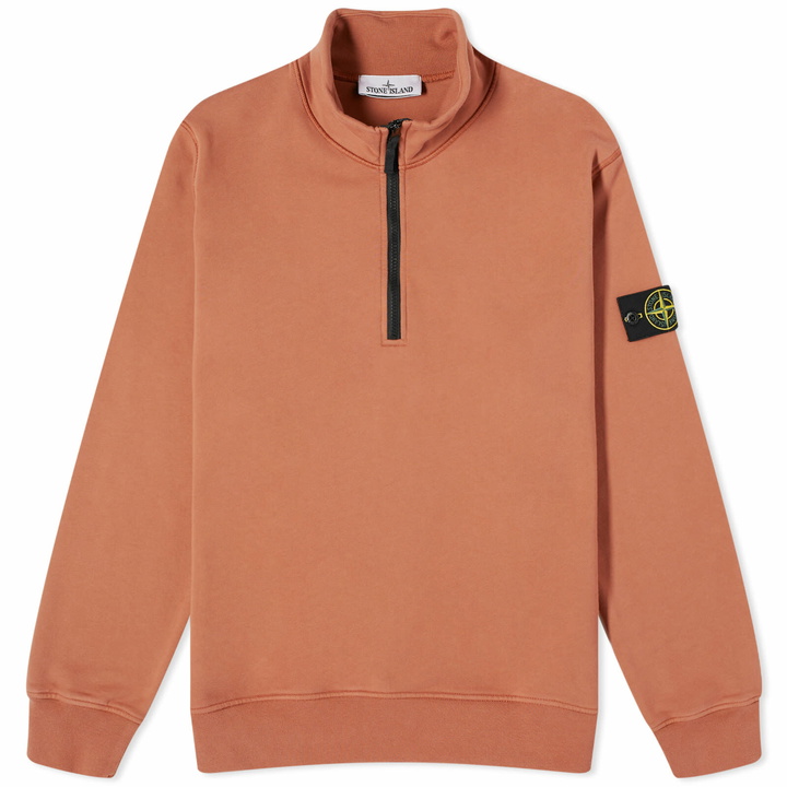 Photo: Stone Island Men's Garment Dyed Half Zip Sweat in Rust