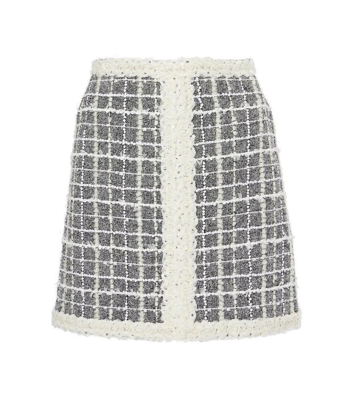 Photo: Giambattista Valli Checked wool-blend bouclé miniskirt