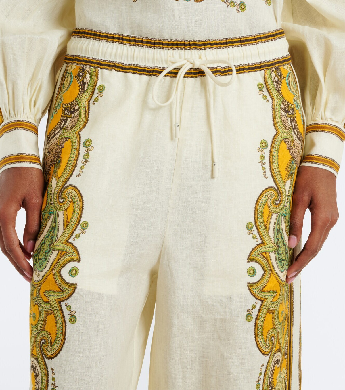 Alémais Porter printed linen wide-leg pants