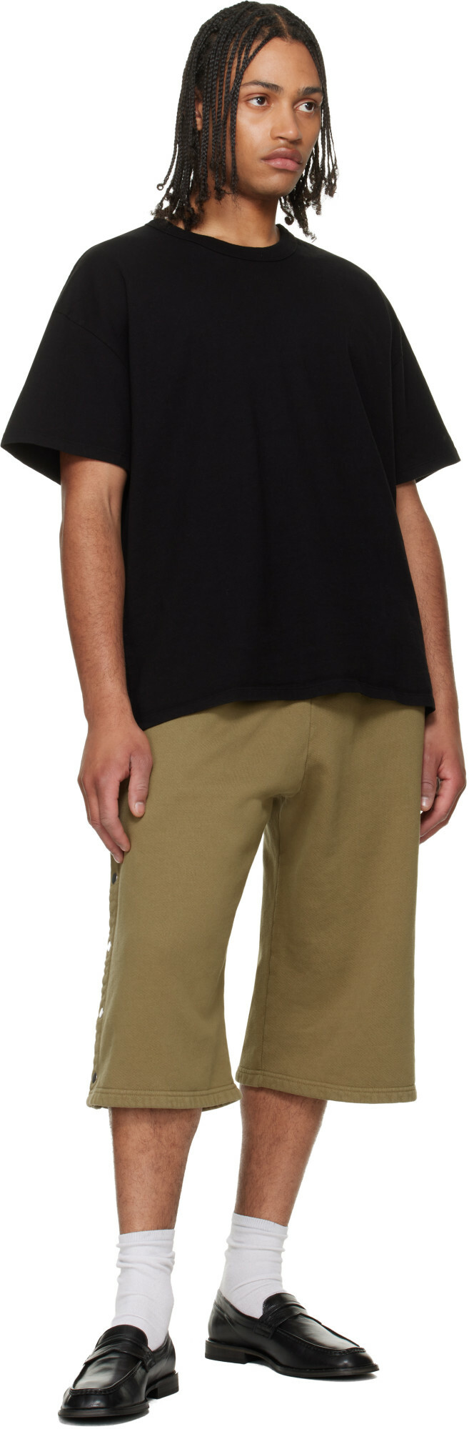 Les Tien Khaki Part Snap Shorts