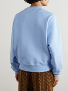 AMI PARIS - Logo-Embroidered Cotton-Jersey Sweatshirt - Blue