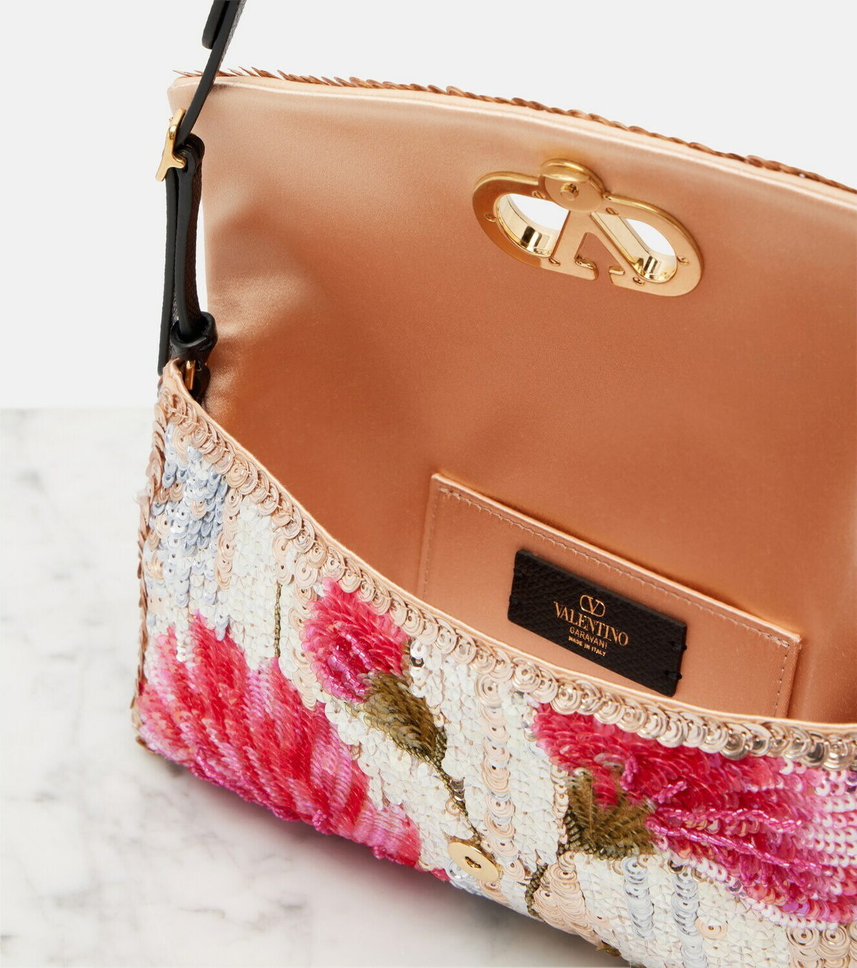 Valentino Garavani DeVain Small floral sequined shoulder bag
