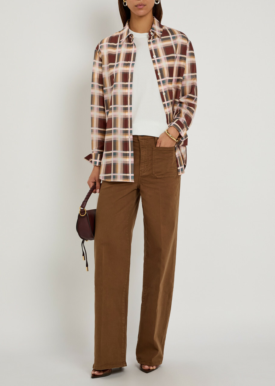 Frame The Plaid Boy Cotton and Silk-blend Shirt Red