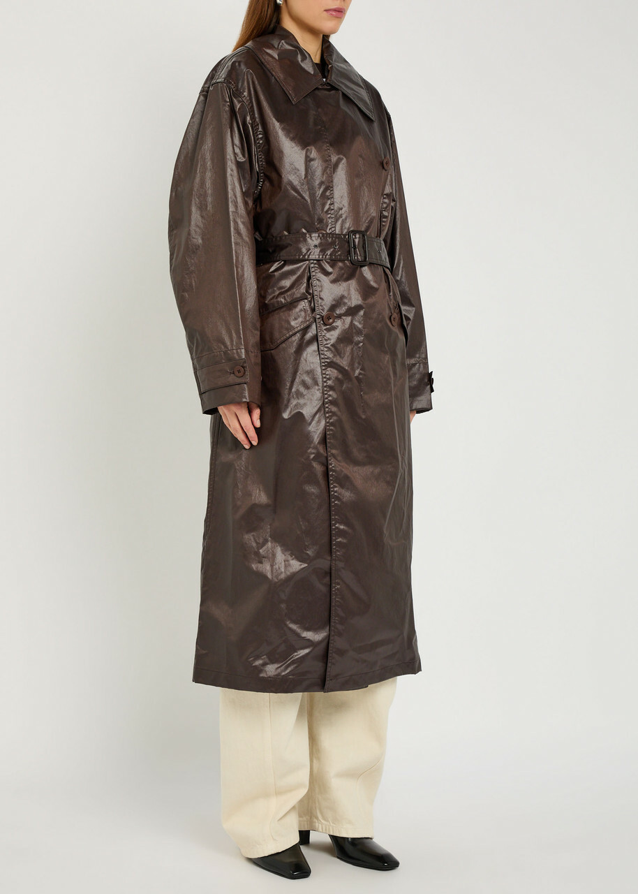 Lemaire Belted Coated Cotton-blend Trench Coat Dark Red