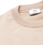 AMI - Logo-Intarsia Merino Wool Sweater - Neutrals