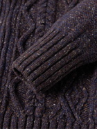 Inis Meáin - Cable-Knit Donegal Merino Wool and Cashmere-Blend Zip-Up Cardigan - Purple
