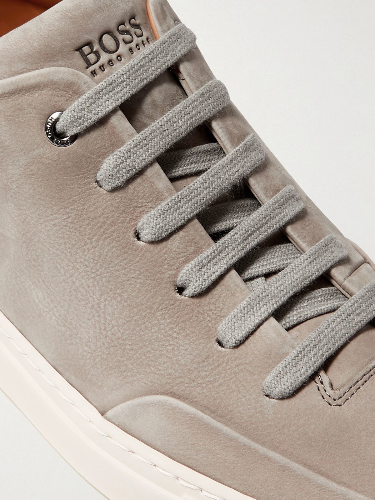 BOSS - Mid-top trainers in leather and suede