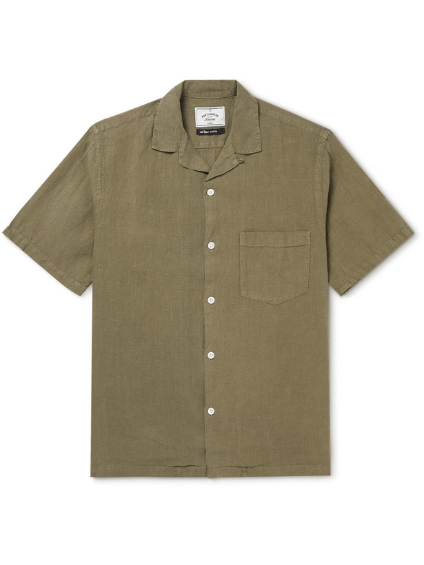 Photo: Portuguese Flannel - Convertible-Collar Linen Shirt - Green
