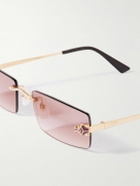 Cartier Eyewear - Panthère De Cartier Rimless Rectangular-Frame Gold-Tone Sunglasses