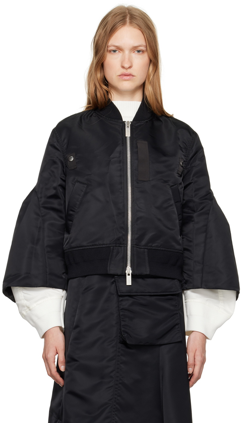 sacai Black Puff Sleeve Bomber Jacket Sacai