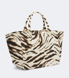 Ganni Large zebra-print canvas tote bag