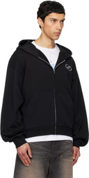 We11done Black 'WE11DONE' Zip-Up Hoodie