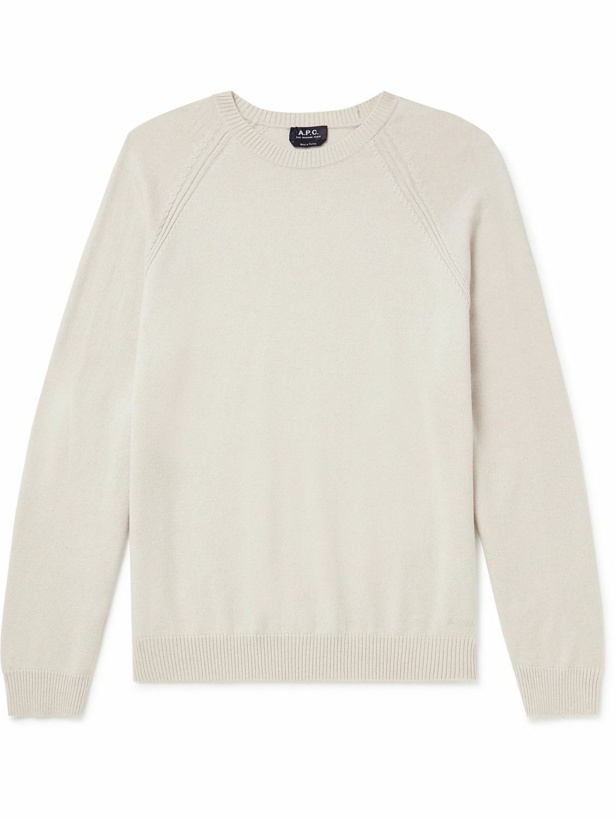Photo: A.P.C. - Ross Cotton and Recycled Cashmere-Blend Sweater - White