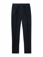 Boglioli - Straight-Leg Pleated Linen Trousers - Blue