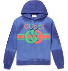 Gucci - Logo-Print Loopback Cotton-Jersey Hoodie - Blue