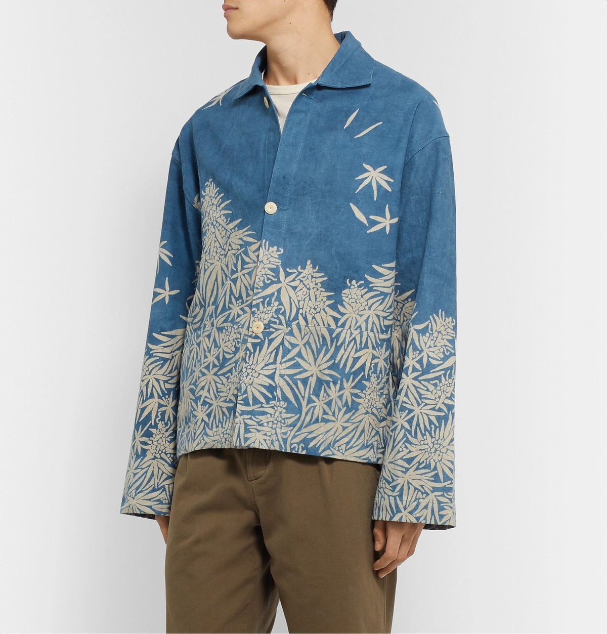 Story Mfg. - Printed Organic-Cotton Canvas Overshirt - Blue Story Mfg.