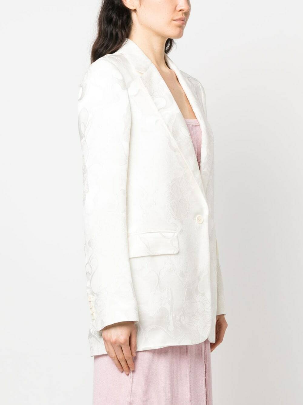 DRIES VAN NOTEN - Single-breasted Viscose Jacquard Jacket Dries 