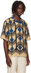 COMMAS Multicolor Geometric Print Silk Camp Collar Shirt