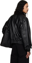 LU'U DAN Black Blouson Leather Jacket